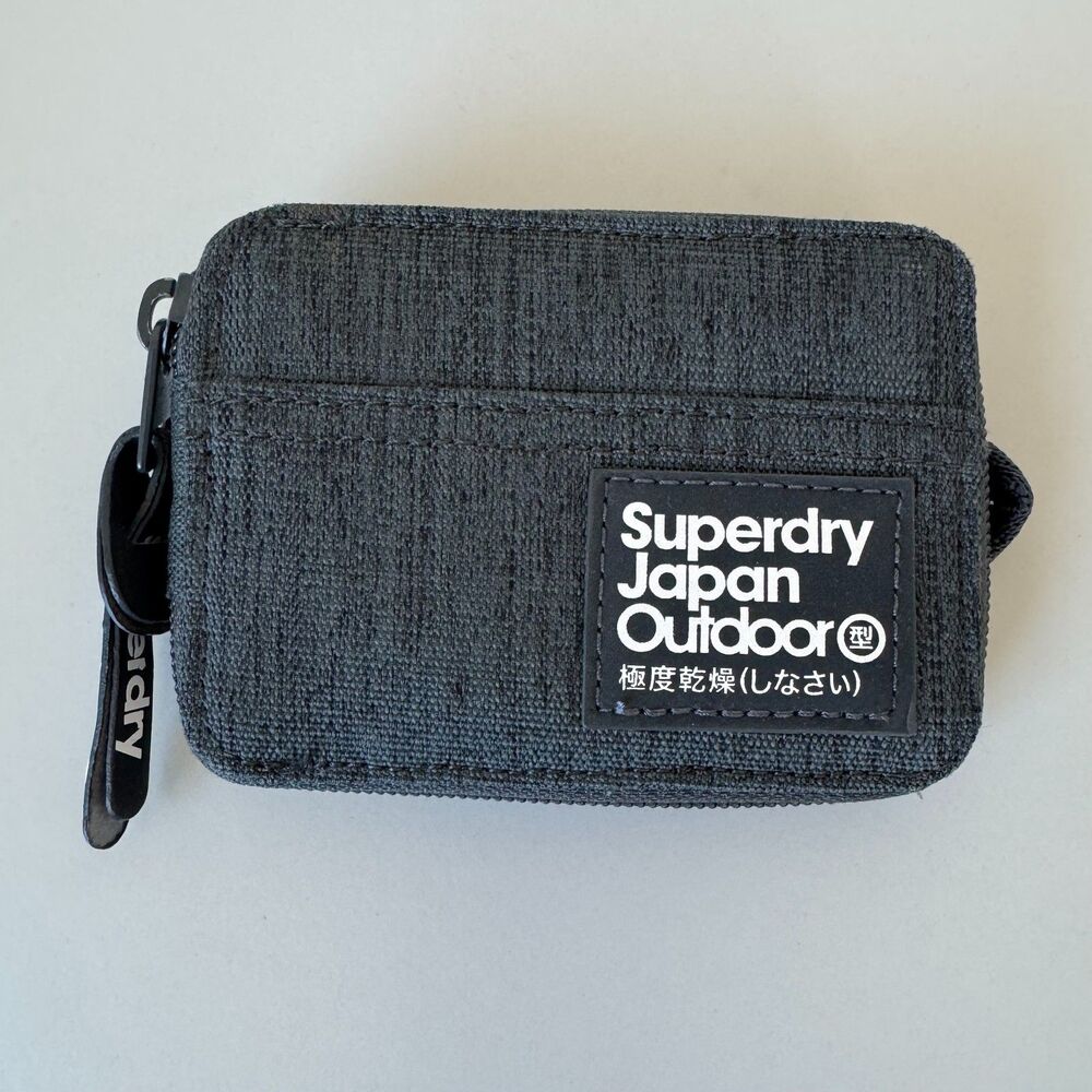 superdry japan outdoor fabric zip wallet in dark grey, os